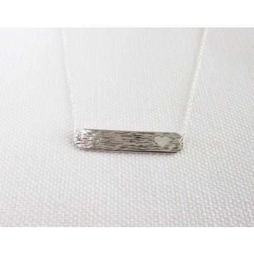 10PCS Horizontal Brushed Bar with Heart Necklace Simple Hollow Cut Out Open Love Heart Tag Chain Necklaces for Women Couples