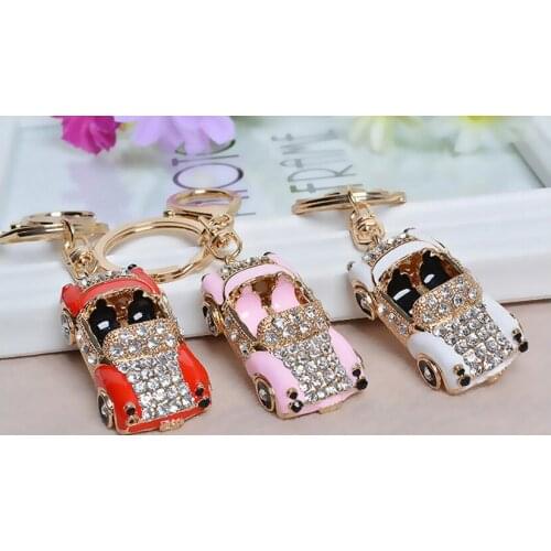 10pcs Cool Roadster Sports Car Crystal HandBag Pendant trendy Keyring Keychain For Car Purse Bag Buckle key holder Key Chain