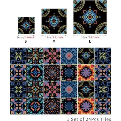 066E 24pcs Backsplash Tile Stickers Peel Stick Wall Sticky Waterproof Removable Tile Decals for Bathroom Kitchen