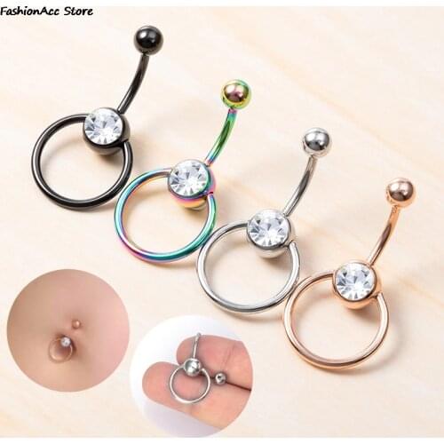 14g Sexy Piercing Belly Button Rings Stainless Steel Curvy Bar Crystal Belly Navel Ring Woman Helix Piercing Body Jewelry