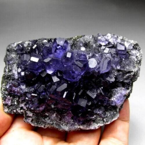 290g Purple-Blue Fluorite Cluster on Matrix - crystals and stones healing Mineral specimen Home Decor feng shui decoration