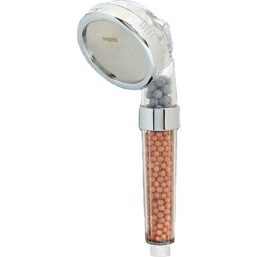 %50 Su Tasarruflu ve Arıtmalı Doğal Taşlı Banyo El Duş Başlığı Masaj Spa Eklenebilir Krom