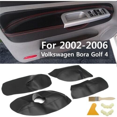 4Pcs/Set Car Protective Interior Door Panel Microfibre Leather Cover Accessory For Volkswagen Bora Golf 4 2002 2003 2004 05 06
