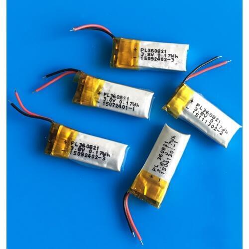 5 pcs 3.7V 50mAh Lipo lithium polymer rechargeable battery 360821 li ion for MP3 GPS bluetooth headset video pen toy 3.6x8x21mm