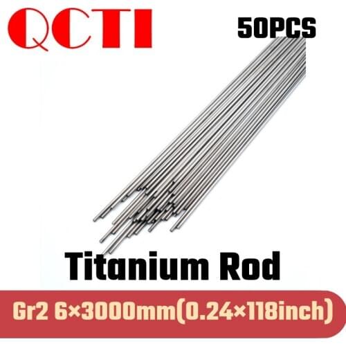 50pcs Gr2 6mm dia x 3000mm length Titanium Alloy Round Bar Rod Industry Machine Use DIY Anti-corrosion Material