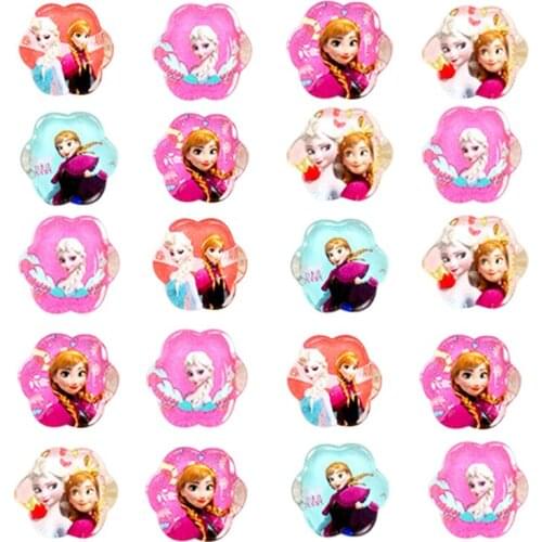 50pcs/lot Kids Girls Acrylic Finger Rings Disney Frozen Princess Party Costume Birthday Party Favors Gifts Party Supplies