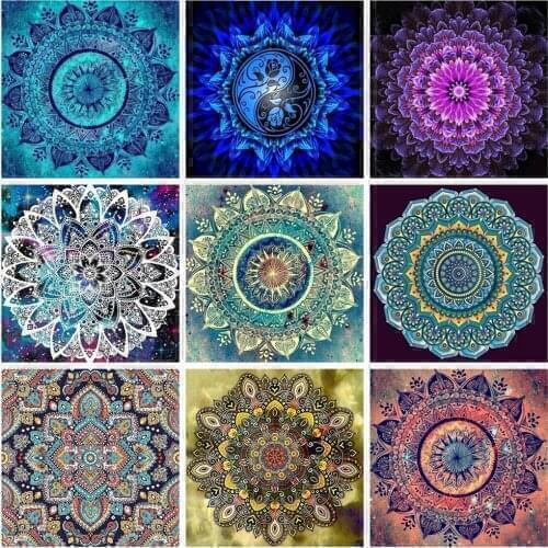 Huacan Diamond Embroidery Complete Kit Mandala 5D DIY Diamond Painting Mosaic Flower Beaded Pictures Decoration For Home