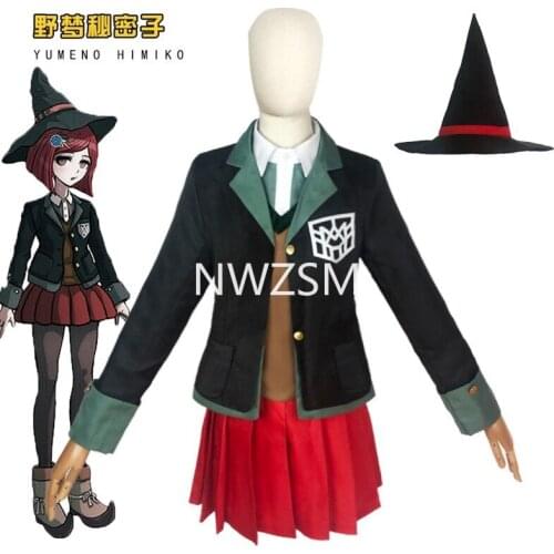Anime Danganronpa Magician Yumeno Himiko Cosplay Costume School Girl Uniform Halloween Party Skirt Set Suit