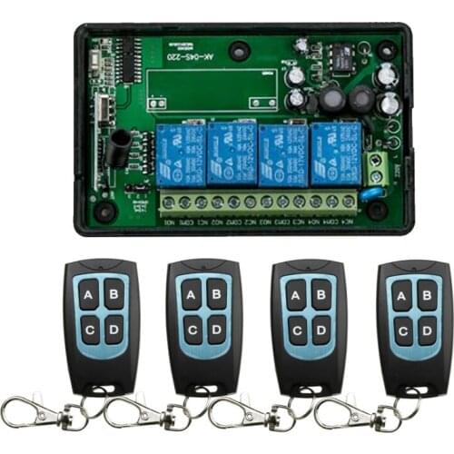 New AC85V~250V 4CH RF Wireless Remote Control System / Radio Switch remote switch receiver for Appliances Gate Garage Door