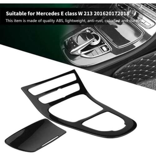 Car Center Control Gear Shift Panel Decorative Trim Cover Carbon Fiber Color for Mercedes Benz E-Class W213 2015-2018
