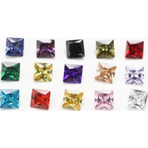CZ 1pc Per 15 Colors Size 4x4~10x10mm Loose Square Shape Synthetic Cubic Zirconia Stone