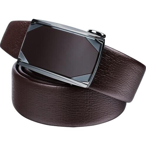 Formal mens Leather Belts with Gun Plated Buckle Fashion Coffee Man Belt for Boss