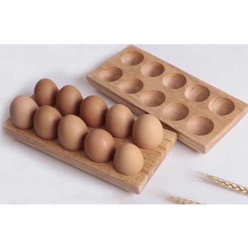 Egg Storage Holder Wooden Egg Holder Multifunction Convenient DIY 10 Grids Double Row Eggs Storage Plate Home Storage Trays