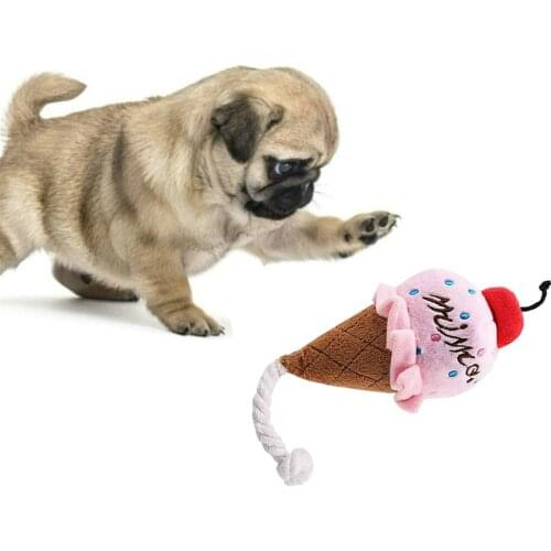 Animals Cartoon Dog Toys Stuffed Squeaking Pet Toy Cute Plush Puzzle for Dogs Cat Chew Squeaker Squeaky Toy for Pet Ice Cream