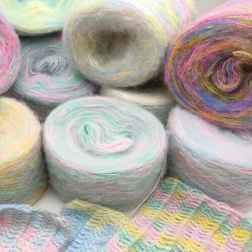 Italian Wool Dyed Mohair Autumn and Winter Candy Color Soft Wool Hand-knitted Wool Crochet Yarn DIY Sweater knitting