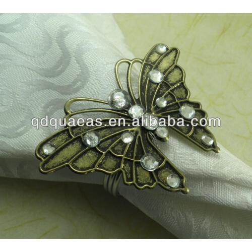 Diamond napkin ring wedding metal butterfly