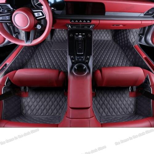 Leather car floor mats for porsche 911 992 2019 2020 2021 interior accessories covers rug carpet styling auto 2022 2023 seat