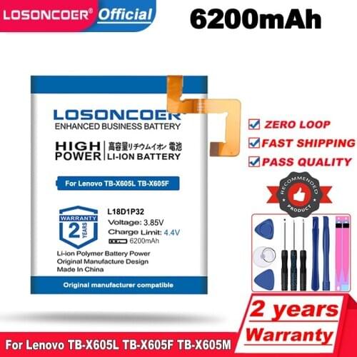 Top Brand 100% New 6200mAh L18D1P32 Tablet Battery for Lenovo Tablet M10 TB-X605L TB-X605F TB-X605M TB-X505X x505L Batteries