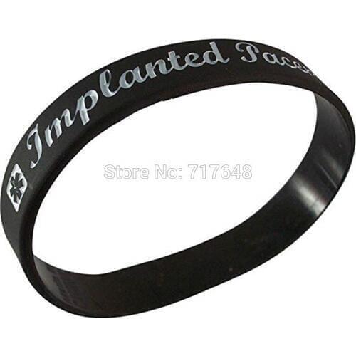 100pcs Medical Alert Implanted Pacemaker wristband silicone bracelets free shipping by ePacket A