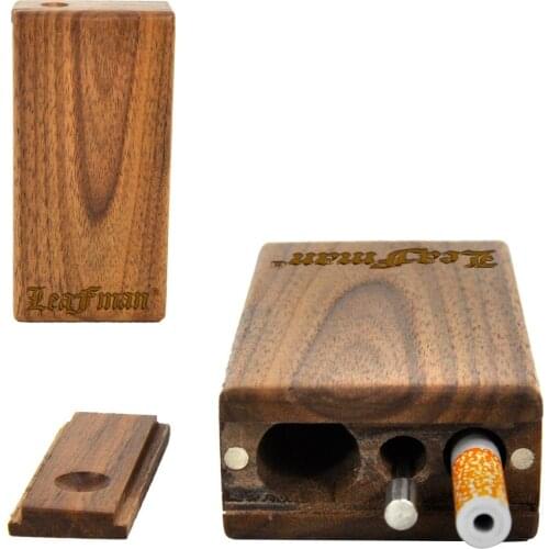 LEAFMAN Metal One Hitter Pipe Bat Dugout Box With Magnetic Cover Wooden Tobacco Storage Case Box For Herb Pipes