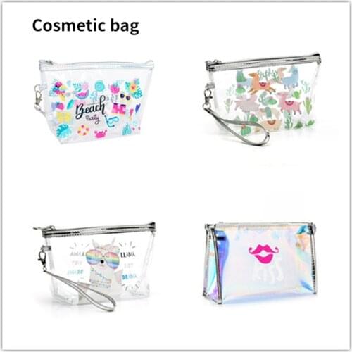 Cartoon Cosmetic Bag New For Women Fruit Transparent Japanese And Korean PVC Waterproof Toiletry Makeup Items Storage Bag 2021