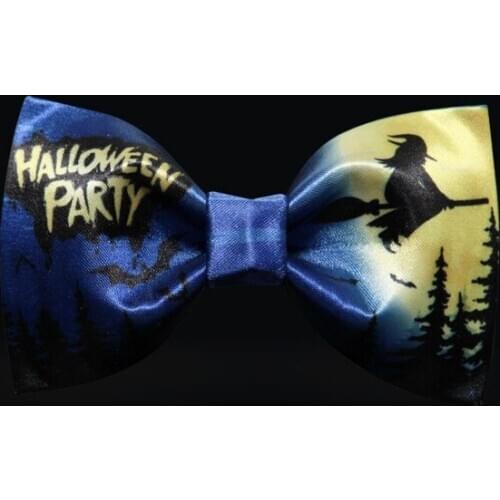 2020 New Style Dark blue Halloween print Men Bowtie Great For Party High Quality Polester Bowties for Men and Children