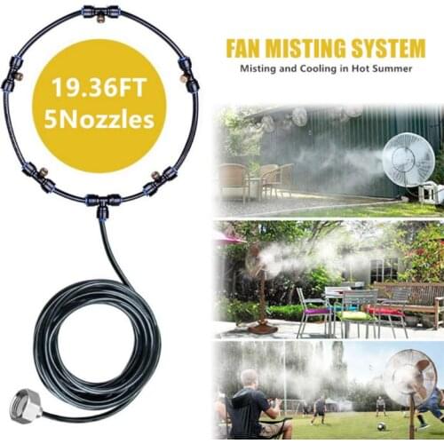 Outdoor Misting Cooling System Kit For Greenhouse Garden Patio Fan Waterring Irrigation Mister Line 6M System