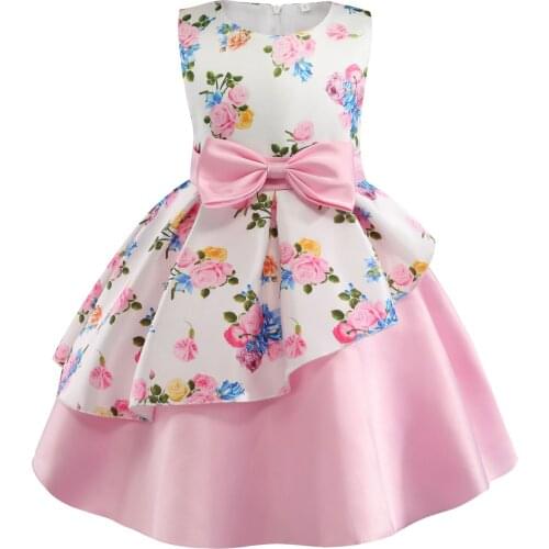 KEAIYOUHUO 2021 Kids Costume For Girls Princess Flower Print Birthday Party Wedding Baby Dresses Children Clothing 2-9 Year Old