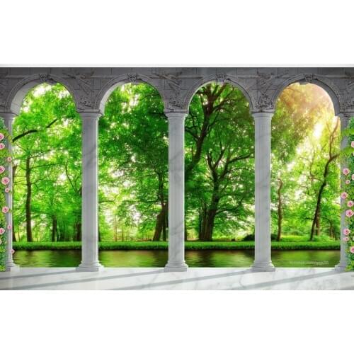 Papel parede mural wallpaper Green forest 3d wall murals wallpaper 3d room wallpaper landscape