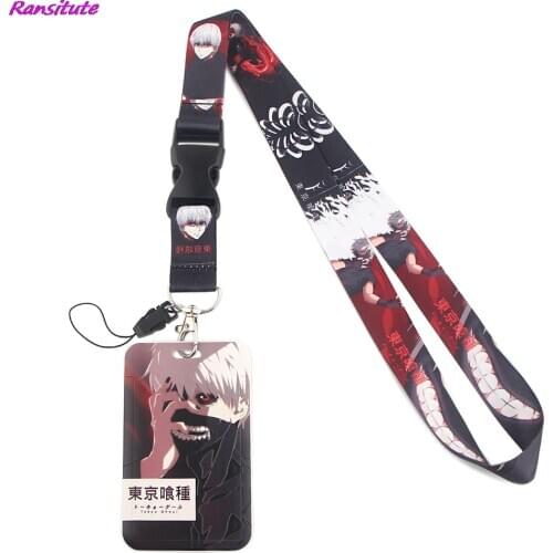 Ransitute R1420 Tokyo Ghoul Creative Lanyard Card Holder Student Hanging Neck Phone Lanyard Badge Subway Access Card Holder