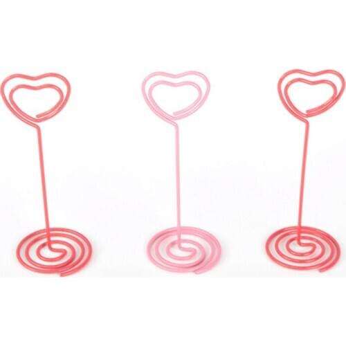 Pink Girl Cute Heart-shaped Clip Wedding Favors Place Card Holder Table Photo Memo Note Desk Name Card Folder Clips Message Clip