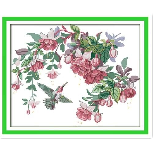 Handmade DIY needlework cross stitch, the series of hummingbird wreath animal prints embroidered cloth embroidered cloth above
