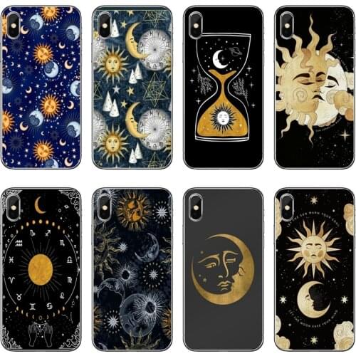 Hippie sun and moon art Silicone Phone Case For Samsung Galaxy S20 Ultra S10E S10 Lite S9 S8 Plus S7 S6 Edge Note 20 10 9 8