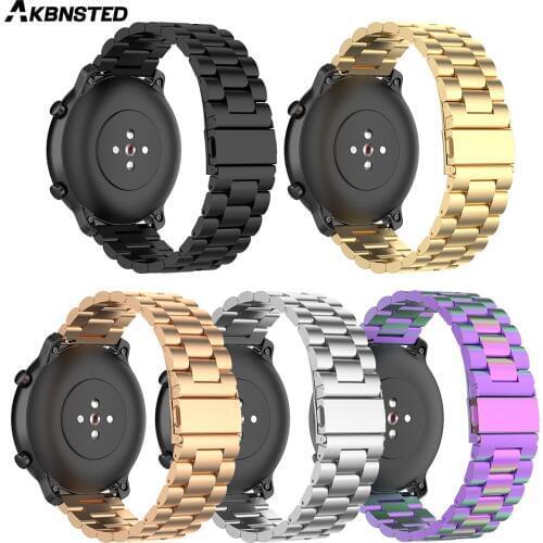 AKBNSTED For Xiaomi Huami Amazfit GTR 47mm/42mm Smart Watch Metal Watch Strap For Huami Amazfit Wristband Replace Accessories