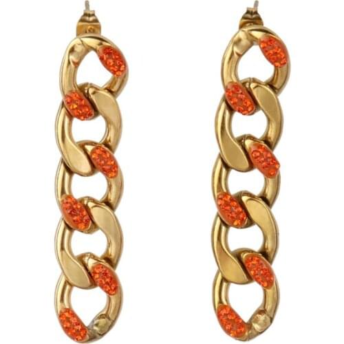 Thick Cuban Long Chain Earrings Stainless Steel Earrings For Women Earrings Jewelery Punk Earrings Charm Earrings Color Earrings