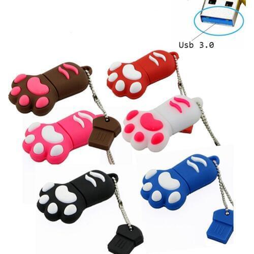 USB 3.0! USB Flash Drive 64GB,Cartoon Cat Footprints Usb Stick USB 3.0 Pen Drive Usb Flash Drive 64GB 32GB 16GB 8GB Pendrive