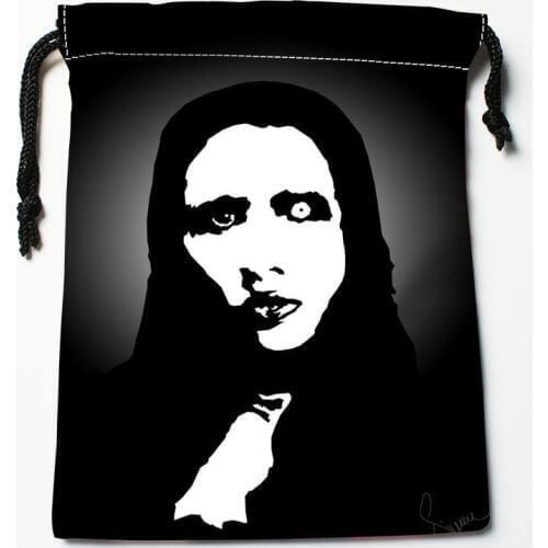 High quality Custom Marilyn Manson printing storage bag drawstring bag gift Satin bags 18*22cm Compression Type Bags
