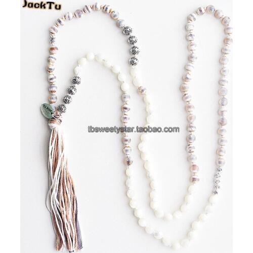 Pearl stone mixed 128 beads necklace for women