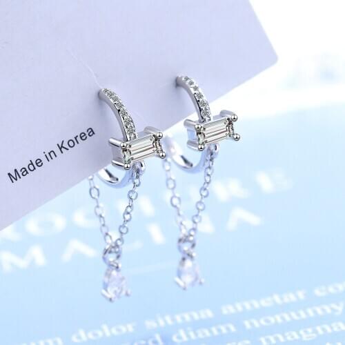 Prevent allergy 925 Sterling Silver Tassel Water Drop Shape Dangle Earrings For Women Fashion Jewelry Pendientes eh498