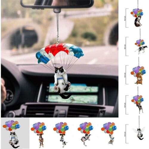 1Pcs Colorful Cats Dogs Balloon Keychain Ornament Cute Cars Interior Christmas Tree Hanging Decoration Creative Gift for Friend