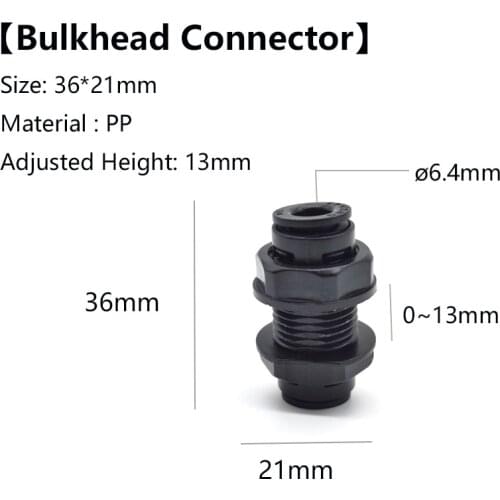 10 pcs 1/4" Bulkhead Union Connector Quick Connect RO Water System Reverse Osmosis Aquarium 6.4mm Fitting