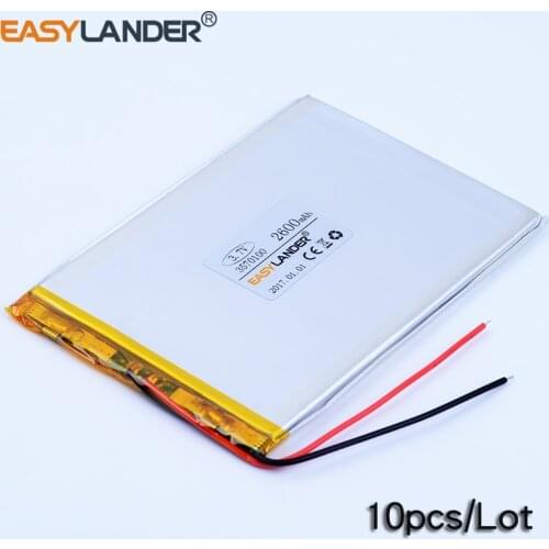10pcs/Lot 3.7V 2600mAh 3570100 Rechargeable li Polymer Li-ion Battery For seven inches tablet Consumer electronics safety lamp
