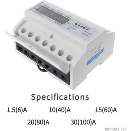 3 Phase 4 Wire Electric LCD Display Digital Energy Meter Calibrated For DIN Rail Power Meters 50/60HZ
