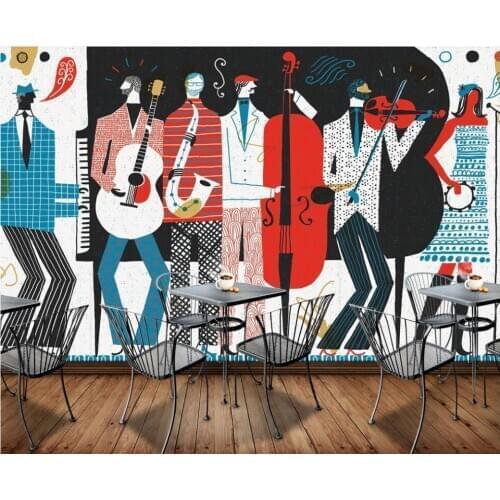 Custom mural on the wall 3d wallpaper Hand drawn cartoon character band bar home decor photo wallpaper for living room