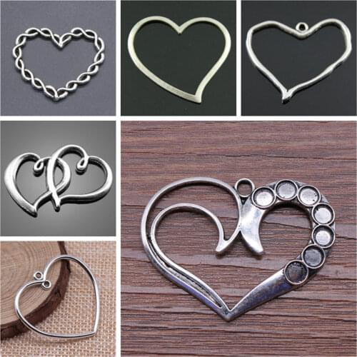 Malzahar 7 Chakra Hollow Heart Charms diy jewelry bracelet charms for jewelry making kit accessories