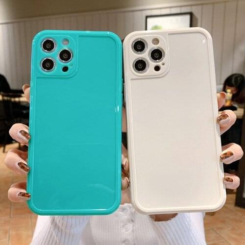 Candy Colors Phone Case For iPhone 12 11Pro Max 7 8 Plus X XR XS Max SE 2020 Three-dimensional Square Frame Soft Back Cover