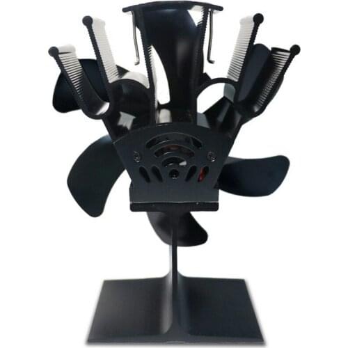 Black Fireplace Fan 6 Blade Heat Powered Stove Fan Log Wood Burner Eco Friendly Quiet Chimenea Fan Home Efficient Heat Distribut
