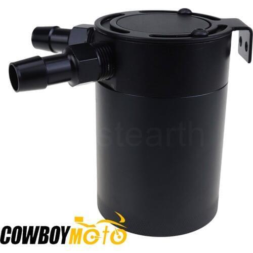 Black Universal Car Vehicles SUV Oil Catch Can Compact Baffled 2-Port Aluminum Reservoir Oil Catch Tank Fuel Tank