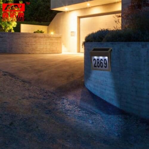 House Numbers Solar Powered Light Stainless steel Waterproof IP65 Address Sign Solar Lamp Plaque Lighting for Home Yard Street