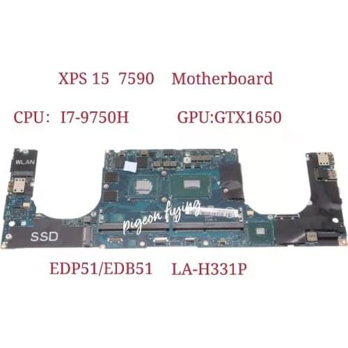 EDP51 EDB51 LA-H331P para DELL XPS 15 7590 Laptop Motherboard CPU: i7-9750H CPU GTX1650 4G-GPU CN-018W12 018W1 2 100% Test Ok